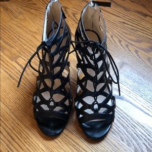 Black lace-up heels